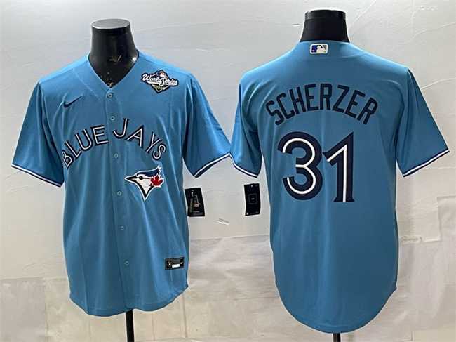Men%27s Toronto Blue Jays #31 Max Scherzer Blue 2025 World Series Cool Base Stitched Jersey->toronto blue jays->MLB Jersey