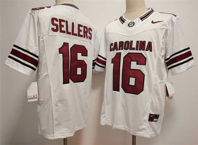 Men%27s South Carolina Fighting Gamecocks #16 LaNorris Sellers White F.U.S.E. Stitched Jersey->tennessee volunteers->NCAA Jersey