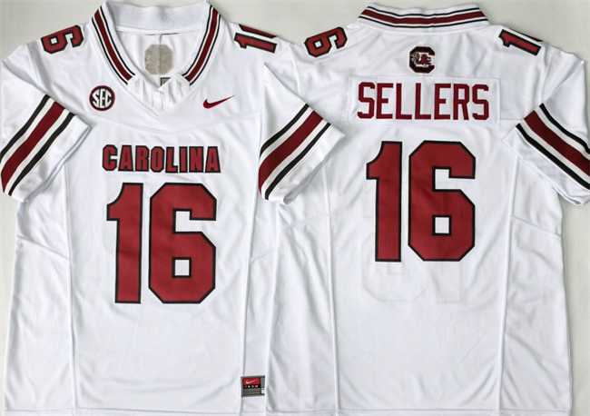 Men%27s South Carolina Fighting Gamecocks #16 LaNorris Sellers White 2026 F.U.S.E. Stitched Jersey->tennessee volunteers->NCAA Jersey