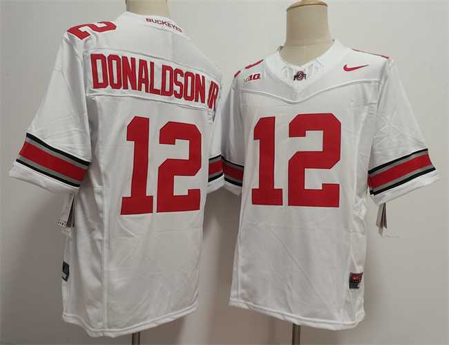 Mens Ohio State Buckeyes #12 JCJ Donaldson White 2025 F.U.S.E. Limited Stitched Jersey->ohio state buckeyes->NCAA Jersey