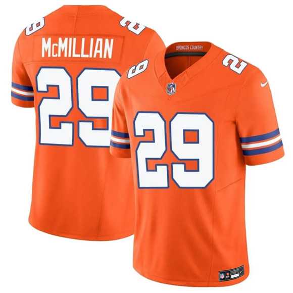 Mens Denver Broncos #29 JaQuan McMillan Orange Mile High Collection 1977 Throwback Vapor Limited Stitched Jersey Dzhi->denver broncos->NFL Jersey