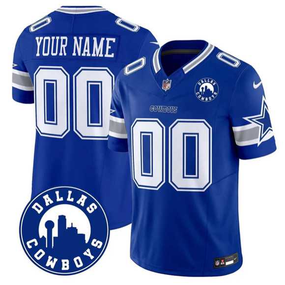 Mens Dallas Cowboys Active Player Custom Royal 2025 F.U.S.E  Dallas City Patch Vapor Untouchable Limited Stitched Game Jersey->customized nfl jersey->Custom Jersey