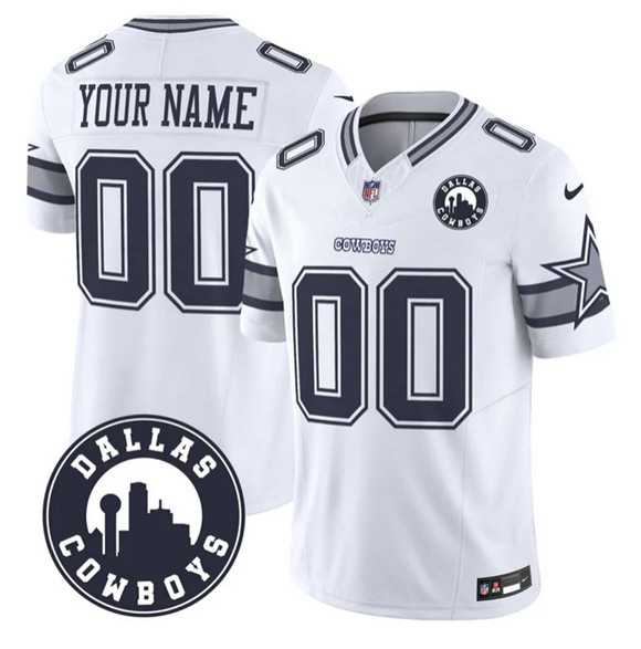 Mens Dallas Cowboys Active Player Custom White 2025 F.U.S.E Dallas City Patch Vapor Untouchable Limited Stitched Game Jersey->customized nfl jersey->Custom Jersey