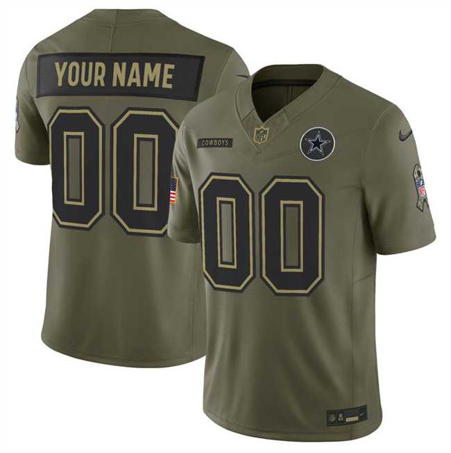 Men%27s Dallas Cowboys Active Player Custom Olive 2025 F.U.S.E. Salute to Service Limited Stitched Jersey->customized nfl jersey->Custom Jersey