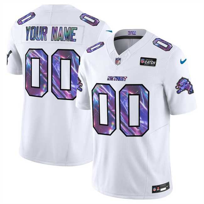 Men%27s Detroit Lions Active Player Custom White 2025 Crucial Catch F.U.S.E. Vapor Limited Stitched Jersey->customized nfl jersey->Custom Jersey