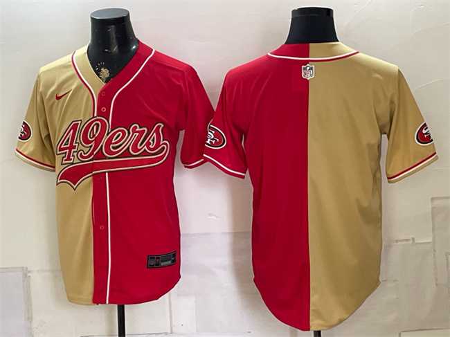 Mens San Francisco 49ers Blank Gold Red Split Stitched Jersey->san francisco 49ers->NFL Jersey