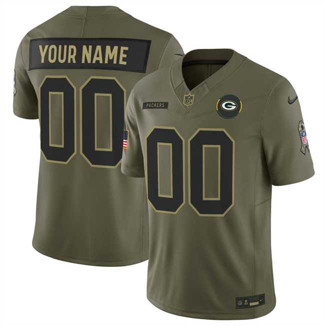 Mens Green Bay Packers Active Player Custom Olive 2025 F.U.S.E. Salute to Service Limited Stitched Jersey->customized nfl jersey->Custom Jersey