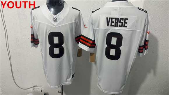 Youth Cleveland Browns #8 Jared Verse White 2026 Vapor Limited Stitched Jersey->cleveland browns->NFL Jersey