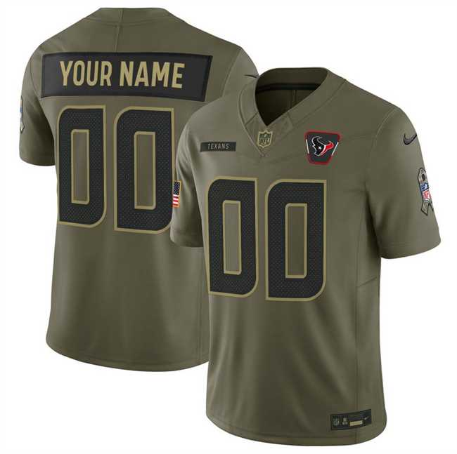 Mens Houston Texans Active Player Custom Olive 2025 F.U.S.E. Salute to Service Stitched Jersey->customized nfl jersey->Custom Jersey