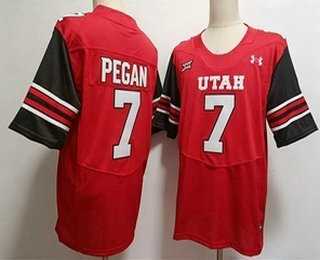 Mens Utah Utes #7 Braden Pegan Red College Jersey->utah utes->NCAA Jersey