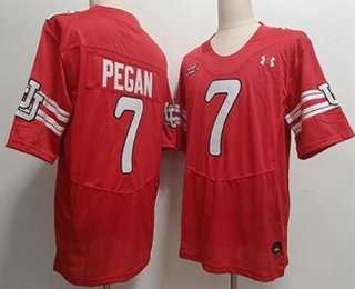 Mens Utah Utes #7 Braden Pegan Red Retro College Throwback Jersey->utah utes->NCAA Jersey