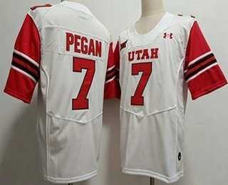 Mens Utah Utes #7 Braden Pegan White College Jersey->utah utes->NCAA Jersey