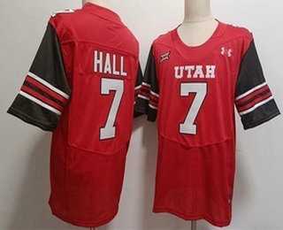 Mens Utah Utes #7 Johnathan Hall Red College Jersey->utah utes->NCAA Jersey