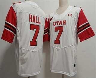 Mens Utah Utes #7 Johnathan Hall White College Jersey->utah utes->NCAA Jersey