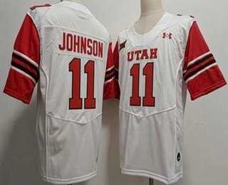 Mens Utah Utes #11 Ricky Johnson White College Jersey->utah utes->NCAA Jersey