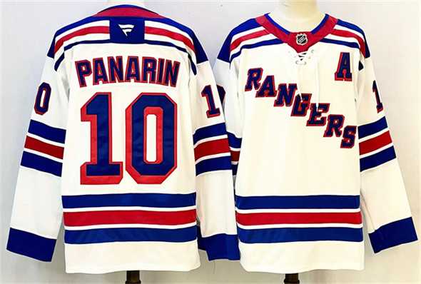 Men%27s New York Rangers #10 Artemi Panarin White With A Patch 2024-25 Away Stitched Jersey->new york rangers->NHL Jersey