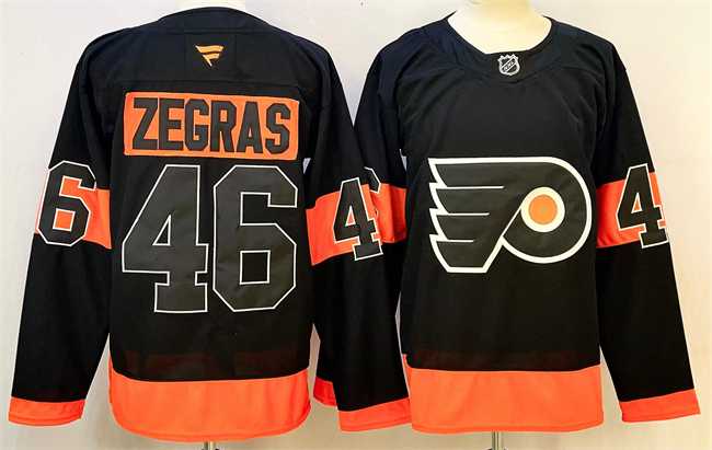 Men%27s Philadelphia Flyers #46 Trevor Zegras Black 2024 Stitched Jersey->san jose sharks->NHL Jersey