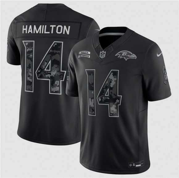 Men%27s Baltimore Ravens #14 Kyle Hamilton Black F.U.S.E. 2026 Salute to Service Limited Stitched Jersey->buffalo bills->NFL Jersey