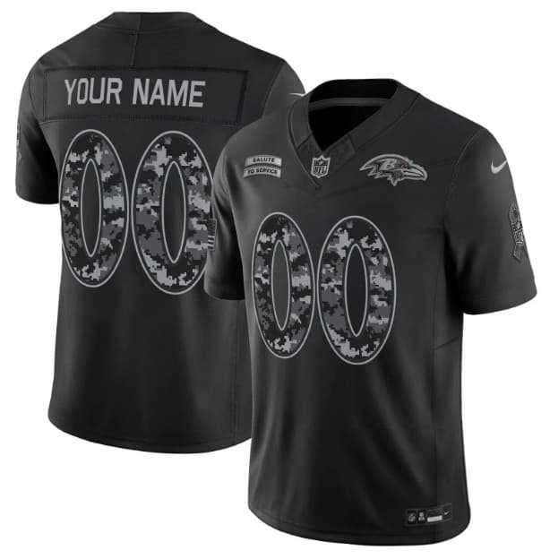 Men%27s Baltimore Ravens Active Player Custom Black F.U.S.E. 2026 Salute to Service Limited Football Stitched Jersey->customized nfl jersey->Custom Jersey