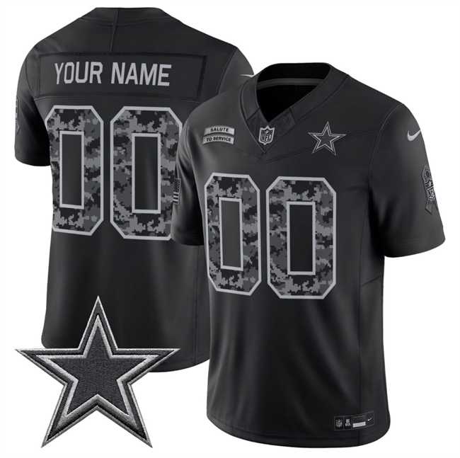 Men%27s Dallas Cowboys Active Player Custom Black F.U.S.E. 2026 Salute to Service Limited Stitched Football Jersey->customized nfl jersey->Custom Jersey