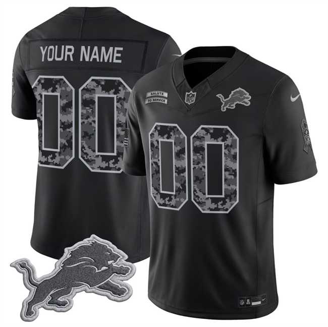 Men%27s Detroit Lions Active Player Custom Black F.U.S.E. 2026 Salute to Service Limited Football Stitched Jersey->customized nfl jersey->Custom Jersey