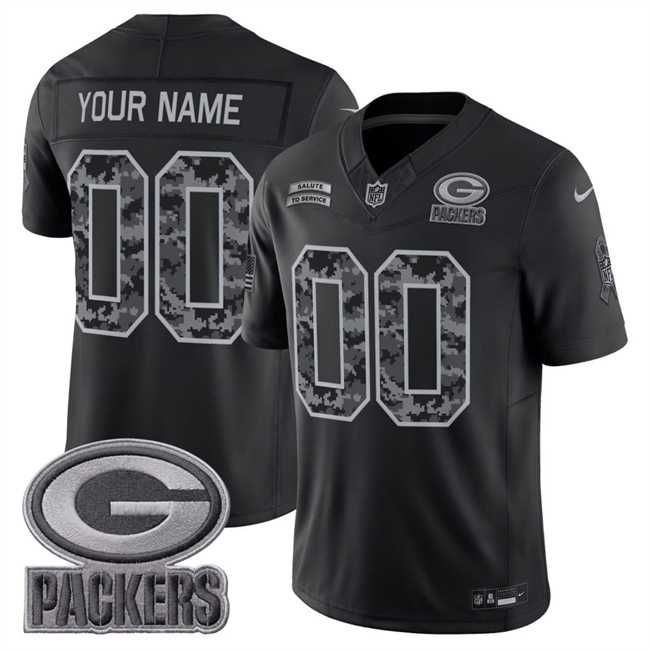 Men%27s Green Bay Packers Active Player Custom Black F.U.S.E. 2026 Salute to Service Limited Football Stitched Jersey->customized nfl jersey->Custom Jersey