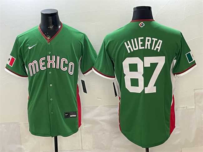 Men%27s Mexico #87 Jesus Huerta Green 2026 World Baseball Classic Stadium Stitched Jersey->2026 world baseball classic->MLB Jersey