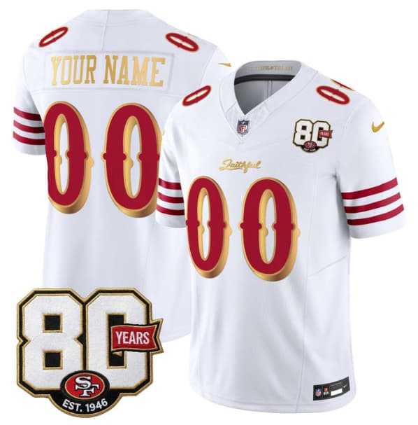 Men%27s San Francisco 49ers Active Player Custom White Gold 80th Anniversary Patch Rivalries 2026 F.U.S.E. Vapor Untouchable Limited Football Stitched Jersey->arizona cardinals->NFL Jersey