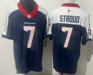 Men%27s Houston Texans #7 CJ Stroud Navy Blue Limited Thanksgiving Fashion FUSE Jersey->->Custom Jersey