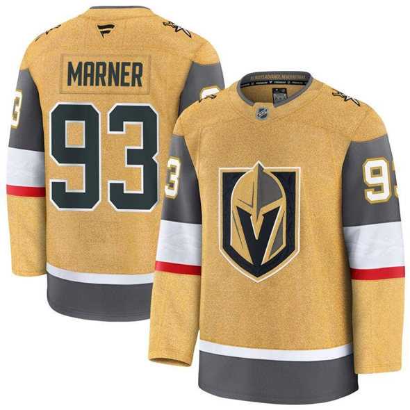 Mens Vegas Golden Knights #93 Mitchell Marner Gold 2024-25 Home Stitched Hockey Jersey Dzhi->vegas golden knights->NHL Jersey