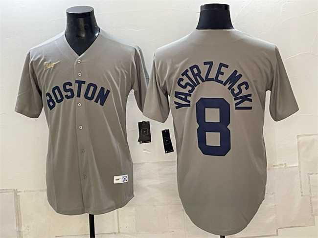 Men%27s Boston Red Sox #8 Carl Yastrzemski Grey Cooperstown Collection Limited Stitched Jersey->atlanta braves->MLB Jersey