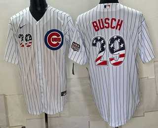 Men%27s Chicago Cubs #29 Michael Busch White USA 250 Fourth of July Home Stadium Stitched Jersey Dzhi->boston red sox->MLB Jersey