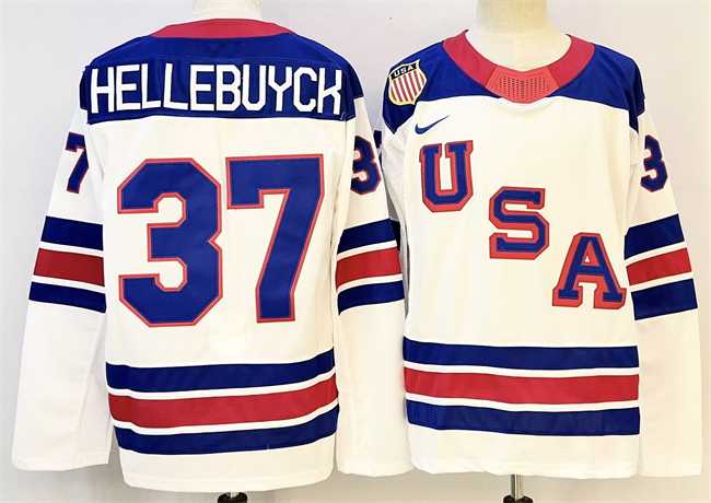 Men%27s USA #37 Connor Hellebuyck White 2025-2026 Stitched Jersey->washington capitals->NHL Jersey