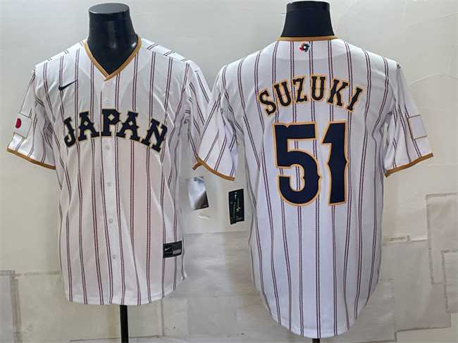 Men%27s Japan #51 Ichiro Suzuki White 2026 World Baseball Classic Home Stadium Stitched Jersey Dzhi->boston red sox->MLB Jersey
