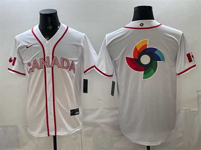 Men%27s Canada White 2026 World Baseball Classic Big Logo Home Stadium Stitched Jersey->customized nfl jersey->Custom Jersey