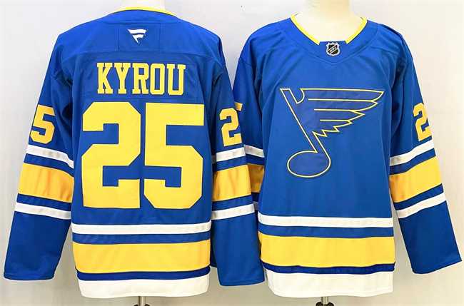 Men%27s St. Louis Blues #25 Jordan Kyrou Blue 2025 Stitched Hockey Jersey->st.louis blues->NHL Jersey