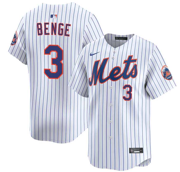Men%27s New York Mets #3 Carson Benge 2026 White Home Limited Stitched Jersey Dzhi->new york mets->MLB Jersey
