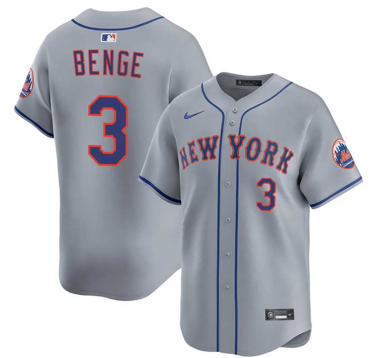 Men%27s New York Mets #3 Carson Benge 2026 Gray Limited Stitched Jersey Dzhi->milwaukee brewers->MLB Jersey