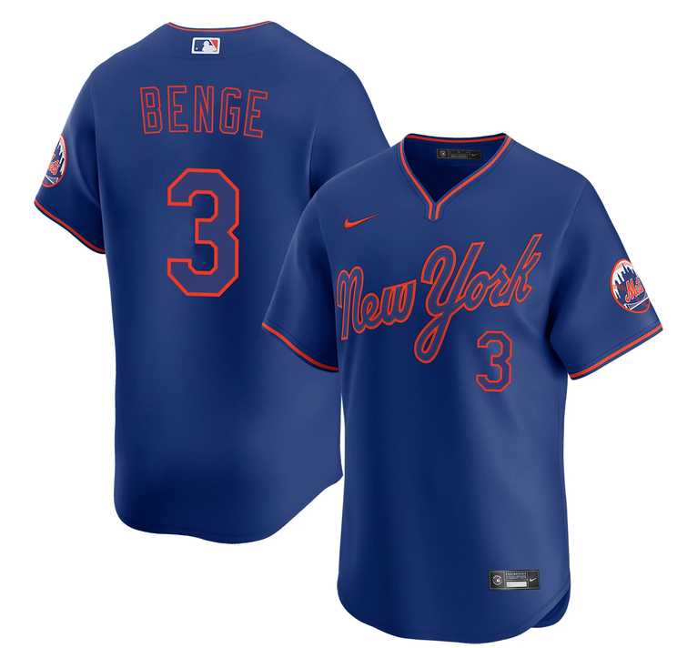 Men%27s New York Mets #3 Carson Benge Royal Alternate Limited Stitched Jersey Dzhi->new york mets->MLB Jersey