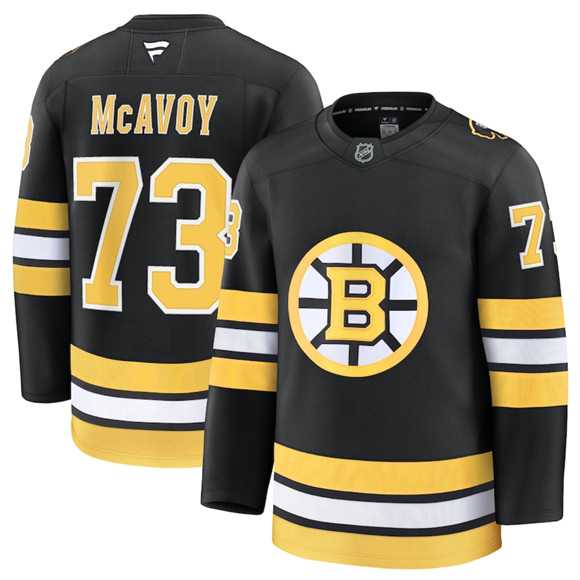 Men%27s Boston Bruins #73 Charlie McAvoy Black 2025 Home Stitched Hockey Jersey Dzhi->boston bruins->NHL Jersey