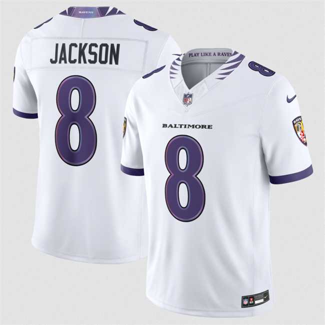 Men%27s Baltimore Ravens #8 Lamar Jackson White 2026 F.U.S.E. Vapor Stitched Limited Jersey Dzhi->baltimore ravens->NFL Jersey