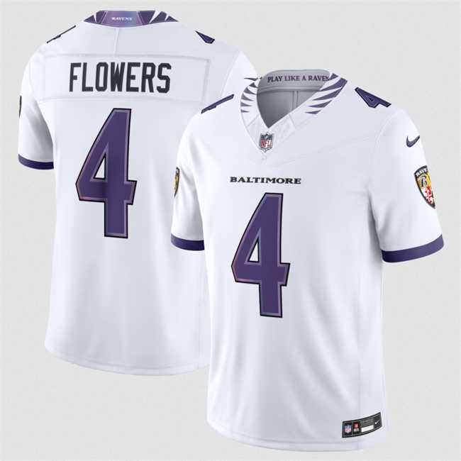 Men%27s Baltimore Ravens #4 Zay Flowers White 2026 F.U.S.E. Vapor Stitched Limited Jersey Dzhi->baltimore ravens->NFL Jersey