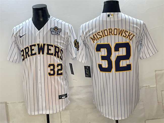 Men%27s Milwaukee Brewers #32 Jacob Misiorowski White 2026 NLCS Patch Stitched Jersey->milwaukee brewers->MLB Jersey