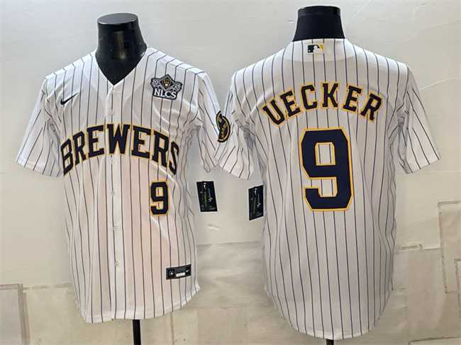 Men%27s Milwaukee Brewers #9 Bob Uecker White 2026 NLCS Patch Stitched Jersey->milwaukee brewers->MLB Jersey
