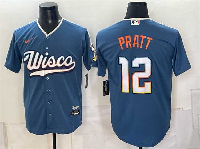 Men%27s Milwaukee Brewers #12 Cooper Pratt Mineral Blue 2026 City Connect Stadium Stitched Jersey->milwaukee brewers->MLB Jersey