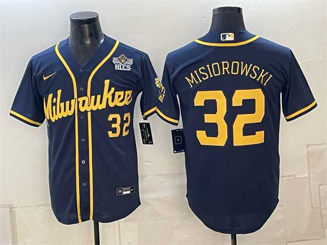 Men%27s Milwaukee Brewers #32 Jacob Misiorowski Navy 2026 NLCS Patch Stitched Jersey->milwaukee brewers->MLB Jersey