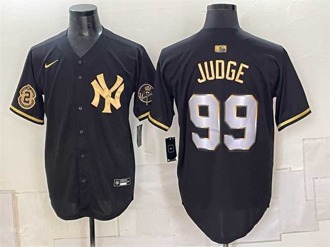 Men%27s New York Yankees #99 Aaron Judge Black Gold With Patch Limited Stitched Jersey Dzhi->new york yankees->MLB Jersey