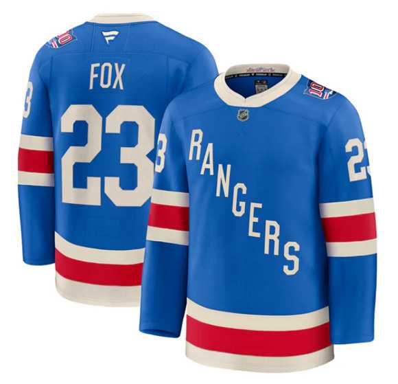 Men%27s New York Rangers #23 Adam Fox Blue Centennial Stitched Hockey Jersey Dzhi->detroit red wings->NHL Jersey