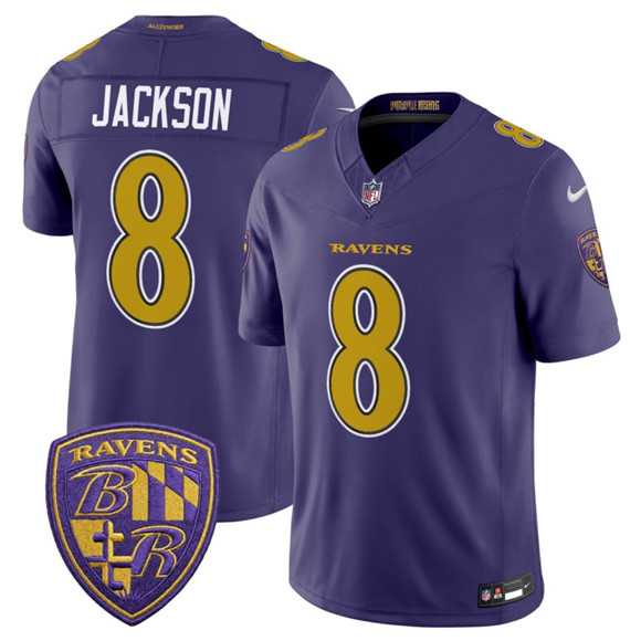 Men%27s Baltimore Ravens #8 Lamar Jackson Purple 2026 F.U.S.E. Alternate Vapor Limited Stitched Jersey Dzhi->baltimore ravens->NFL Jersey