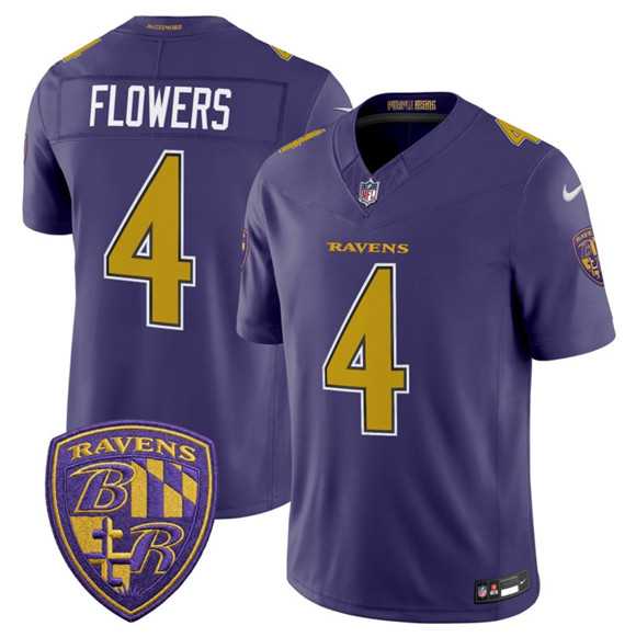 Men%27s Baltimore Ravens #4 Zay Flowers Purple 2026 F.U.S.E. Alternate Vapor Limited Stitched Jersey Dzhi->baltimore ravens->NFL Jersey